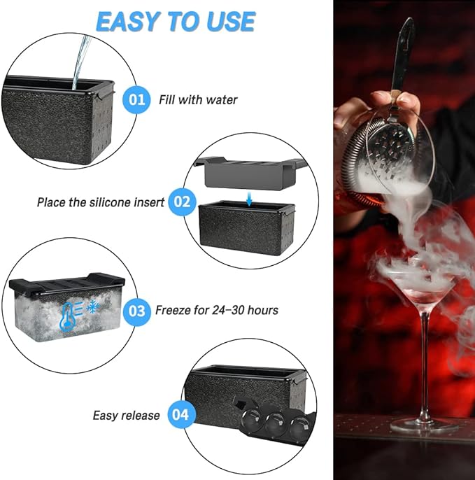 TINANA Ice Sphere Cube Maker, 2 Inch Crystal Clear prepare 8 Large Round Balls, for Cocktail, Whiskey & Bourbon Drinks, Gifts for Men