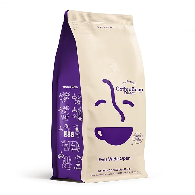 Coffee Bean Direct Eyes Wide Open, Whole Bean Coffee, Light Roast, 2.5 Pound Bag (Pack of 1)