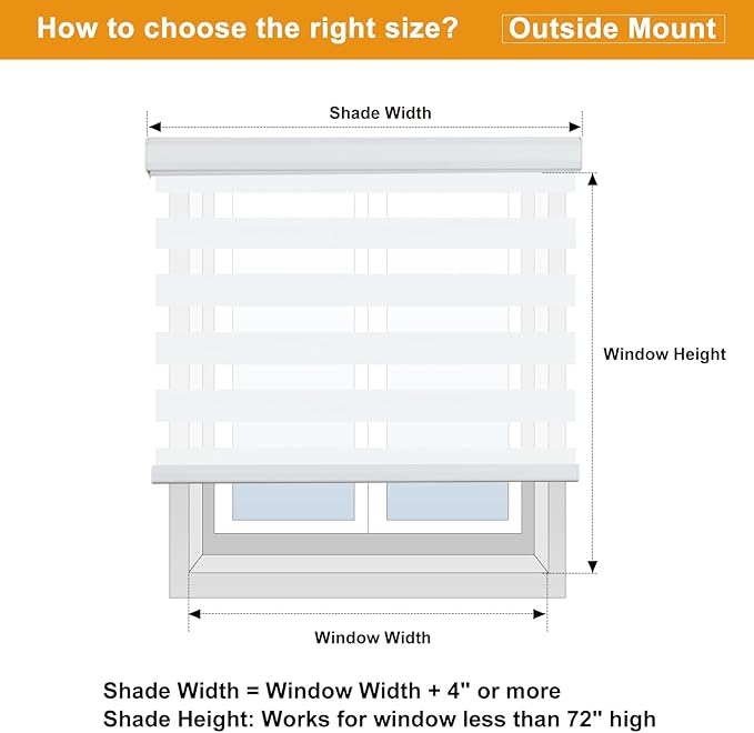 Persilux Cordless Zebra Blinds for Windows Free-Stop Window Blinds (35" W X 47" H, White) Dual Layer Light Control for Day and Night, Light Filtering Sheer Shades for Home, Bedroom, Easy to Install