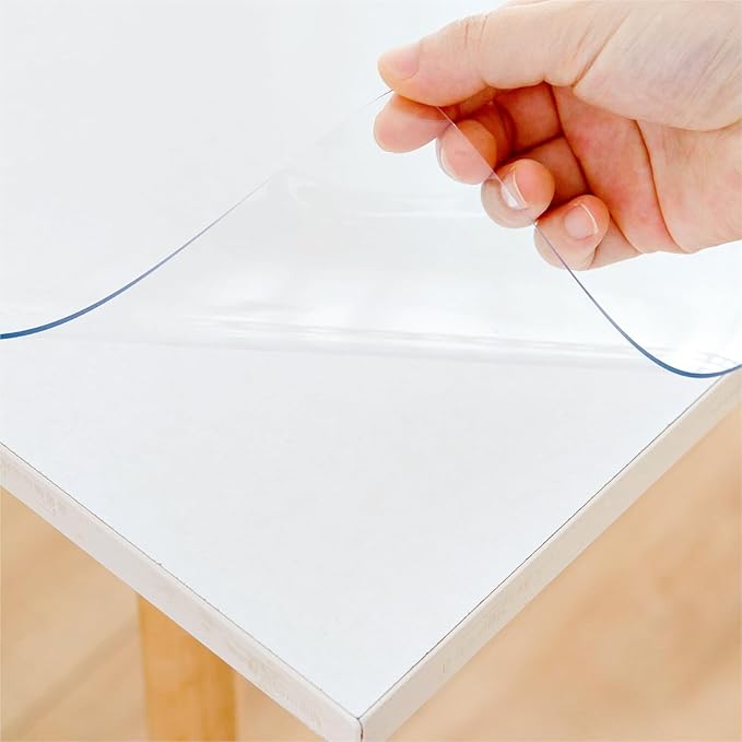 22 x 48 Inch Clear Table Cover Protector, 1.5mm Thick Plastic Waterproof Pad for Dining Room, Kitchen, Office