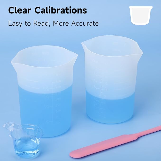 Gartful 450ml Large Silicone Measuring Cups, 15OZ Reusable Squeeze and Pour Resin Cups for Epoxy, Casting Molds, Slime, Craft Art Projects, Cup Making, Waxing, 4 Packs