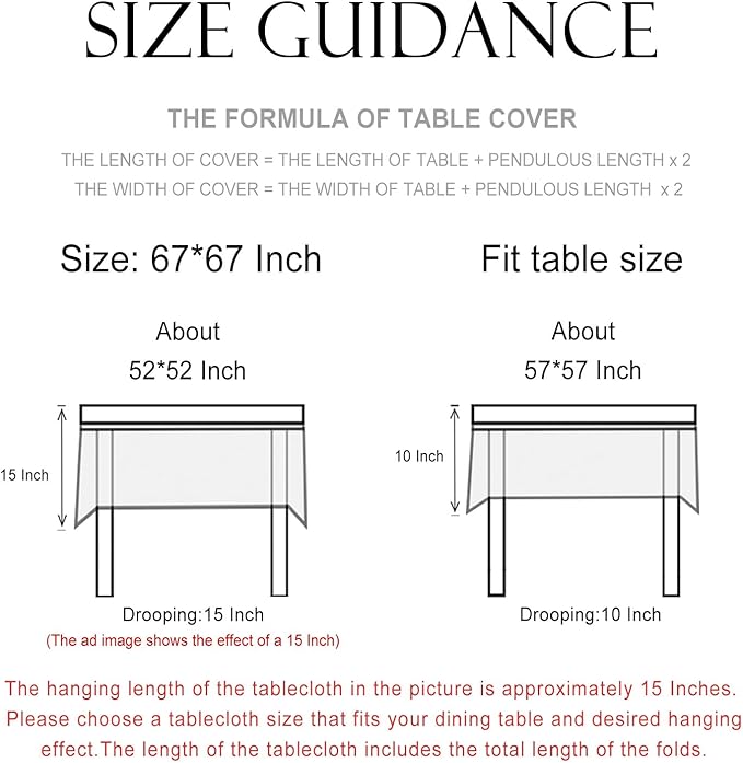 patdrea Designer Linen Tablecloth for Square Table,Vintage Durable Floral Pattern Table Cloth,Dacorative Cover for Kitchen Dining,Parties Christmas,Thanksgiving,Party,67"x67"-Cornflowers