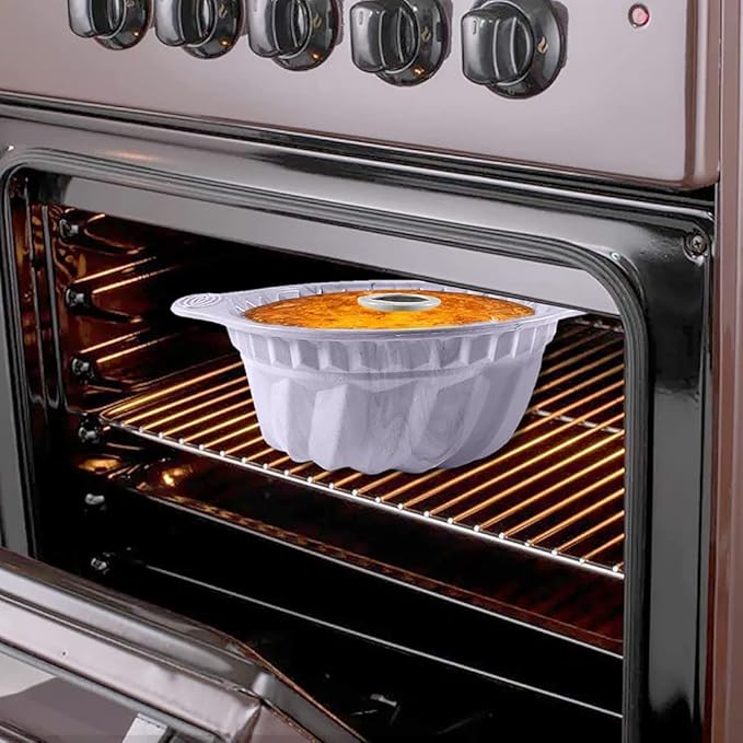 Kenond 2 PCS 9.5 Inch Silicone Cake Pans, Non-stick Fluted Cake Pan with Sturdy Handle, Cake Baking Molds, Perfect Bakeware for Cake, Jello, Gelatin, Bread, Para Gelatinas (Gray)