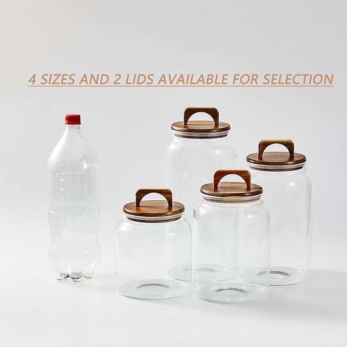 Sweejar Glass Jars for Laundry Room Organization, Half-Gallon Laundry Pods Container, Glass Food Storage Jars with Airtight Lid, 2 Pack, Hand Lid