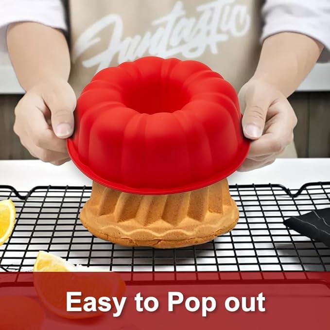 SOV silicone cake pan, silicone Cake Molds, Bakeware Non Stick 10 inch Pan for Jello,Gelatin,cake, Silicone Baking Molds for Cakes, Round Baking Pan (2 packs)