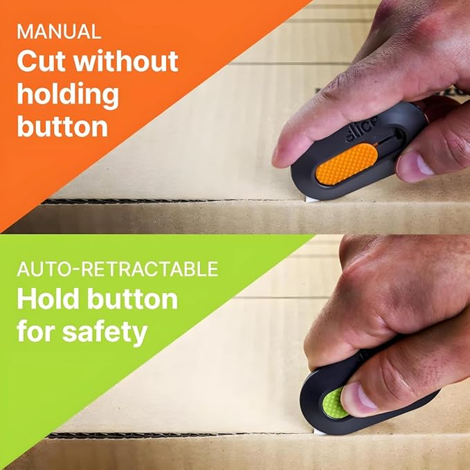 Slice Mini Box Cutter | Manual Retracting | Safe Ceramic Box Cutter Lasting 11x Longer than Metal | Keychain Box Opener | 2 Pack