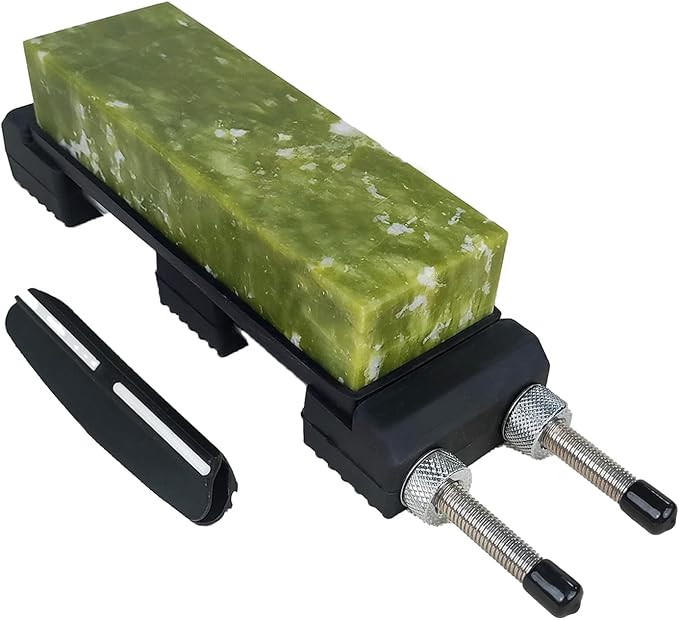 Knife Sharpening Stone,10000 Grit Sharpener Whetstone Final Fine Polishing Natural Green Honing Oilstone for, Knives Tools,Cutting Tools, Angle Guide and Non-Slip Rubber Base (SET-D) ﻿