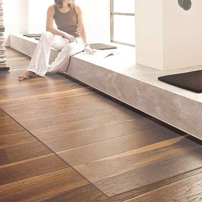 NECAUX Custom Multisize 1.5mm Thick Frosted PVC Table Cover Protector - 42 x 86 Inch Plastic Kitchen Wood Grain Vinyl Transparent Table Cover Plastic Protective Table Pad for Dining Room Table