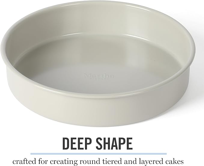 Martha Stewart Gallen 8 Inch Round Nonstick Carbon Steel Cake/Bake Pan - Cool Grey