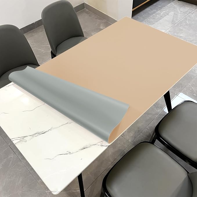 Table Pads for Dining Room Table for Dining Room Table - Can Be Used On Both Sides Waterproof and Easy to Clean Good Flatness Used for Dining Table(Light Brown+Gray 46x72)
