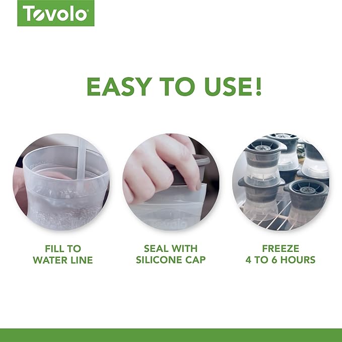 Tovolo Craft Ice Molds – Golf Ball Shaped Ice Spheres for Whiskey, Bourbon, Cocktails, Gifts & More – Pack of 2 Stackable Sports Molds with Leak-Resistant Lids, BPA-Free Silicone, Dishwasher-Safe