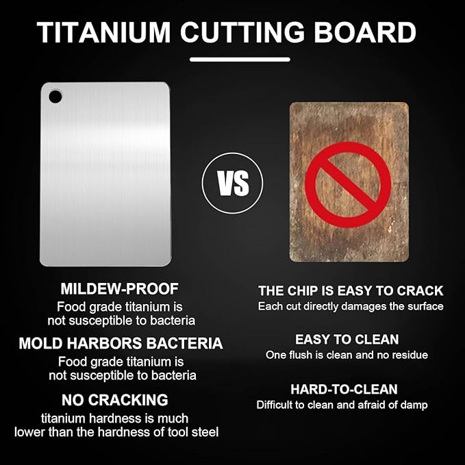 Katuchef Titanium Cutting Board,2026 New 100% Pure Titanium Cutting Boards for Kitchen,Non toxic Doubld-Side Durable Chopping Boards, Easy to Clean and Store(3PCS-S+M+L)