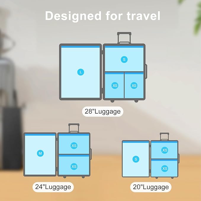 Travel Vacuum Bags Combo 6 Pack - Space Saver Vacuum Storage Bags for Clothing and Luggage