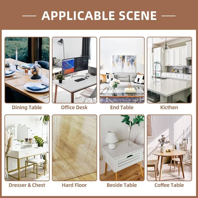 Warmstar Clear Table Cover Protector 20 x 60 Inch,1.5mm Thick Plastic Table Cover Rectangle,PVC Clear Table Protector,Desk Protector Mat for Kitchen, Dresser, Writing Desk，Dining Room Table