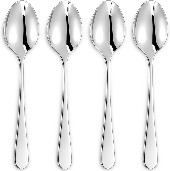 KEAWELL Premium Louise Spoons Set, Set of 4, 18/10 Stainless Steel, Exceptional mirror finish, Dishwasher Safe (9“ Serving Spoon)