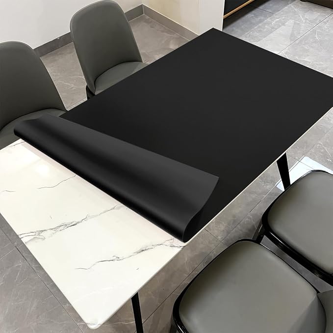 Desk Protector Mat - 38x66 Inch Waterproof Easy to Clean Can Conceal Flaws Protector The Table Top from Scratches Used for Dining (Black+Black 38x66)