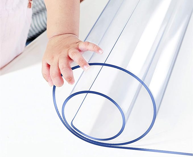 Clear PVC Tablecloth Protector Plastic Wipeable Heat Resistant Vinyl PVC Desk Top Pad Cover for Kitchen Dining Room Furniture End Table Rectangle Oblong Rectangular Tables Mat Good for 48x86 or 80 in