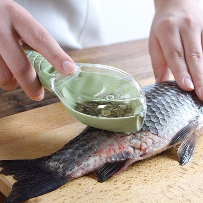 Fast Remove Fish Skin Brush Plastic Fish Scales Graters Scraper Easy Kitchen Cleaning Tool (White)