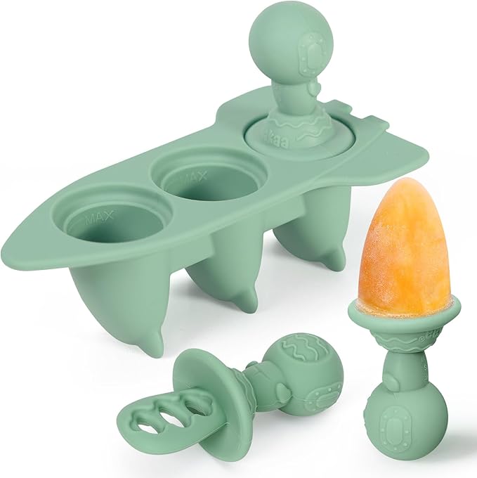Haakaa Astronaut Ice Pop Mould Set – Mini Silicone Breastmilk Popsicle Molds with Sticks, Anti-Choking Design, Ideal for Baby Teething Relief, Frozen Breastmilk Treat Maker for Infant