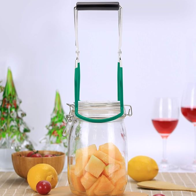 Eeoyu Canning Jar Lifter Tongs Stainless Steel Jar Lifter with Grip Handle for Home Kitchen (Cyan)