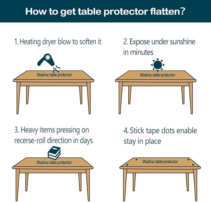 Glass Plastic Tablecloth Kitchen Table Protector Clear Thick Protective Desk Cover Mat PVC Easy Clean Polyester Wipeable Waterproof Vinyl Cloth PVC for Rectangle Pad Furniture Protector 48 x 72 inch