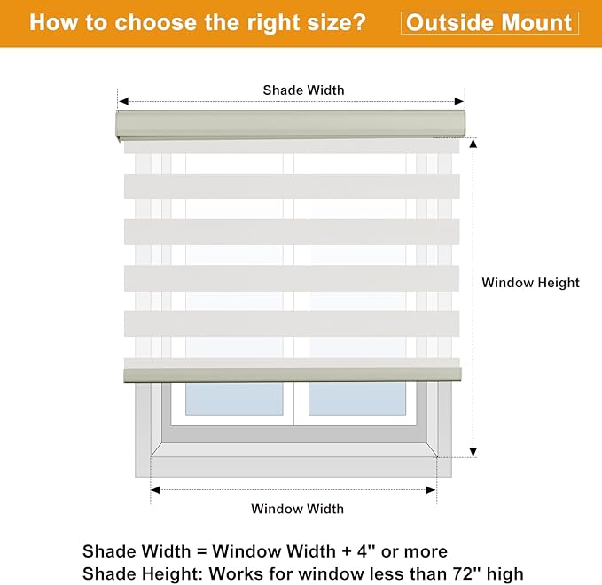 Persilux Cordless Zebra Blinds for Indoor Windows, Free-Stop Zebra Blinds Cordless, Light Filtering Sheer Shades Dual Layer for Day and Night, Zebra Roller Shades for Home (35.25" W X 64" H, Cream)