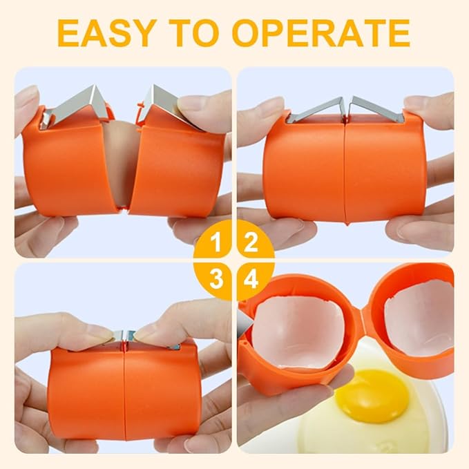 2025 Premium Egg Shell Opener, Egg Shell Cutter Eggs Shell Separator for Raw Eggs, Multifunctional Egg Cutter Egg Cracker Separator for Home Kitchen Gadgets (Red)