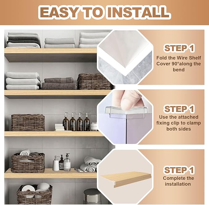 5 Pcs Wire Rack Covers 30x16x2.5 inch PVC Pantry Shelf Cover 0.31 inch Thick Removable Closet Wire Rack Shelf Covers,Decoration Kitchen Bathroom Office Shelving (Wood Color,30x16x2.5inch)