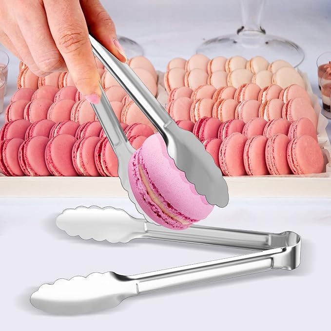 8 Pack Serving Tongs XEVOM Kitchen Tongs,Buffet Tongs, Stainless Steel Food Tong Serving Tong,small tongs (7inch)