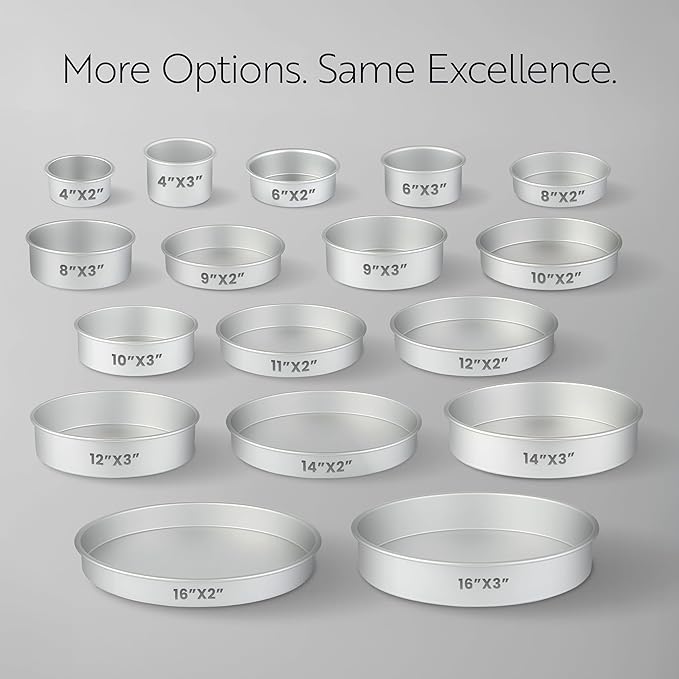 Restaurantware-Met Lux 9 x 3 Inch Straight-Sided Baking Tins, 12 Round Cake Pans - Oven-Ready, Freezable, Anodized Aluminum Round Baking Pans, Greaseproof, For Layer Birthday Cakes