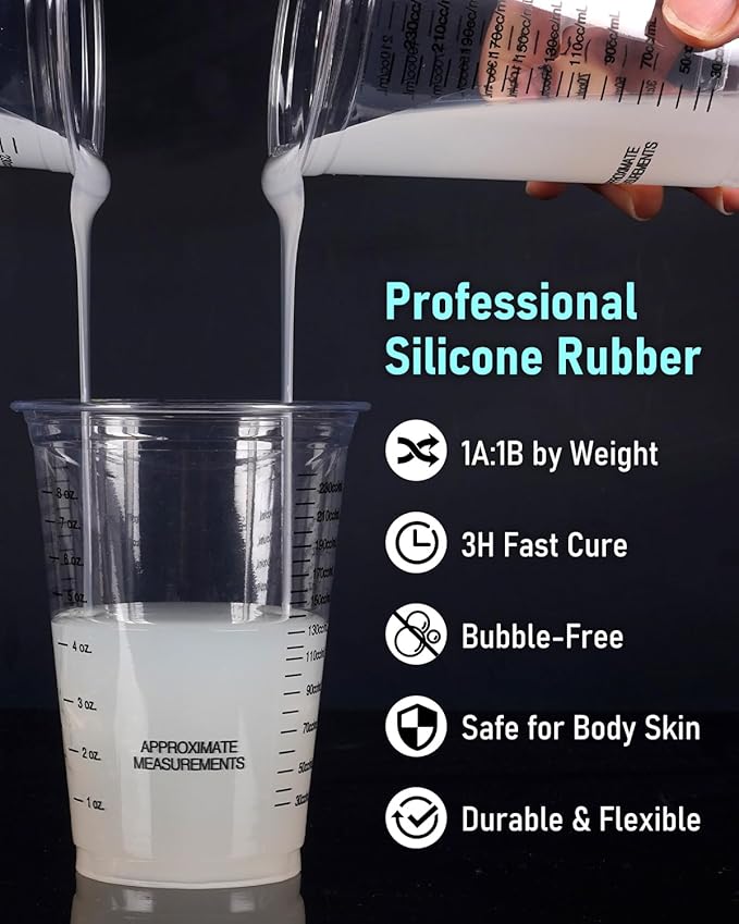 Nicpro 74oz Silicone Mold Making Kit, 15A Platinum Liquid Silicone Rubber, Jade Green Flexible, Silicone Molds Maker Mix Ratio 1:1 for Casting 3D Resins Molds DIY with Molds Housing, Mixing Cups