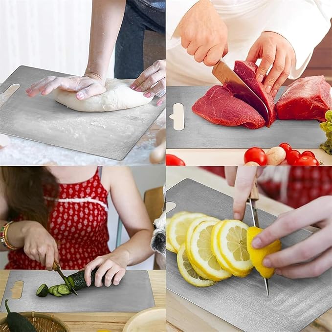 Titanium Cutting Board - 100% Pure Titanium Cutting Boards for Kitchen - Cutting Edge Hygiene & Durability, Cutting Boards for Home Kitchen Cooking (14 inch x 10 inch)