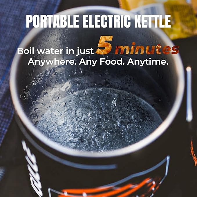 Electric Kettle, 120V Portable Water Boiler for Coffee & Tea, 304 Stainless Steel Mini Tea Kettle, 500W Fast Boiling Water with Auto Shut-Off, Camping & Travel Essentials