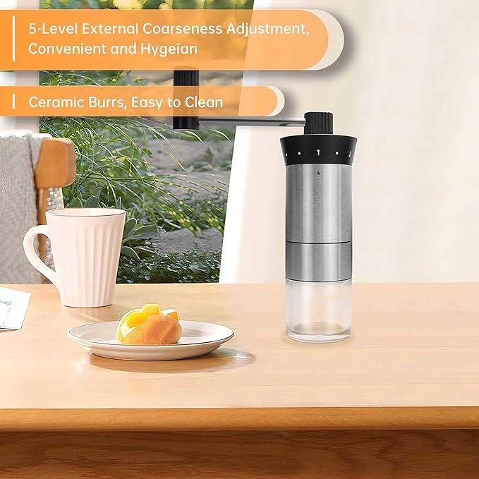 Pour Over Coffee Kit, Coffee Maker Set, All in One Hand Drip Coffee Set, Coffee Grinder Manual Set, Ideal for Anniversary Birthday Gift