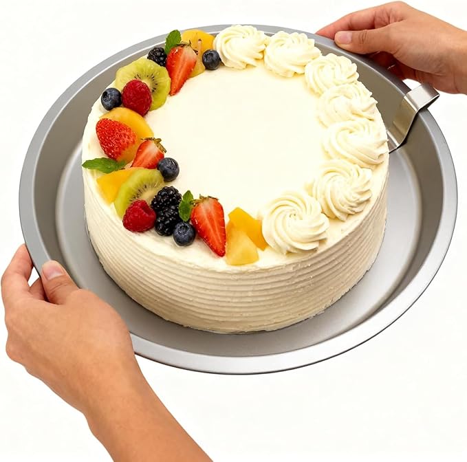 Easy Release Pans Round with Lever, 9.7" Quick Release Easy-Out Cake Pan Set,Baking Tools Pans Stainless Steel Round,Apple Pie Bake & Serve Sets, For All Kinds of Bases (3)