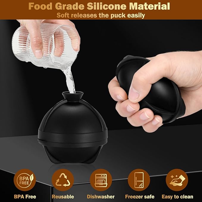 4 Pack Baseball Ice Cube Mold 2.5 Inch Large Silicone 3D Baseball Ice Cube Molds Fun Shapes Novelty Baseball Cube Molds Christmas Gifts for Cocktails, Bourbon, Brandy, Whiskey (4, Baseball)