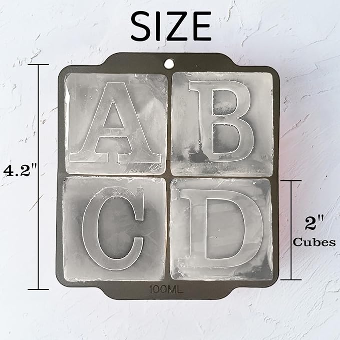 Letter F Monogram Ice Cube Mold Custom Ice Cube Mold 2 Inch Big Initials Silicone Ice Cube Tray Gifts for DAD Gifts for Him