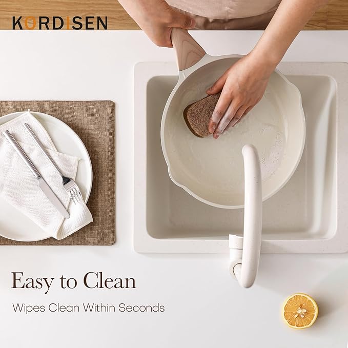 Kordisen Ceramic Non Stick Frying Pans Skillet, 9.5 Inch Ceramic Frying Pan Nonstick for Cooking Non Toxic, Healthy Induction Cookware, Heat Resistant Handle, PFOA & PFAS Free