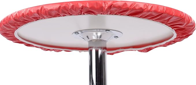 Yourtablecloth Heavy Duty Vinyl Round Fitted Tablecloth (Table Cover) with Flannel Backing Vibrant Colors Elasticized Tablecloth Great for Indoor and Outdoor Dining and Playing Cards 60” Grey