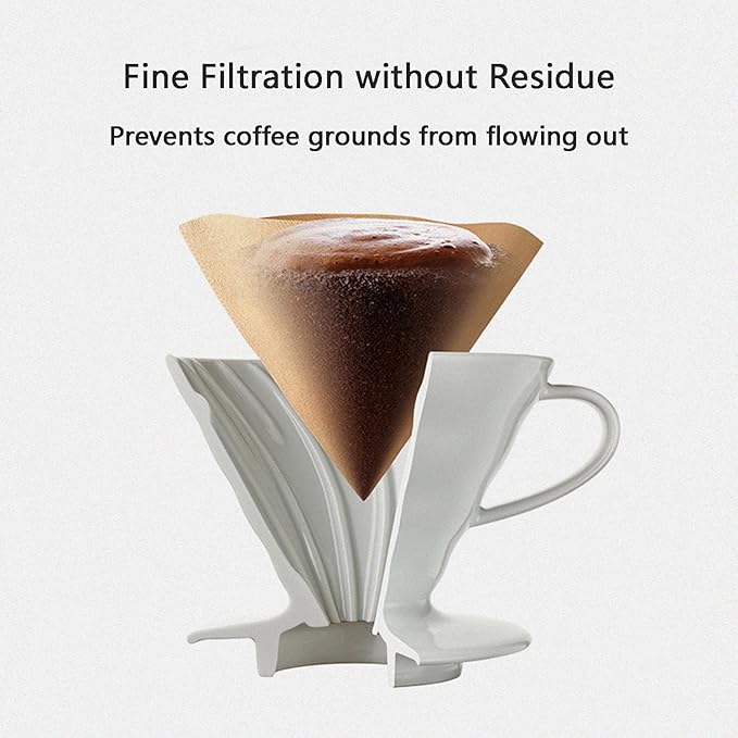 Pour Over Coffee Maker, Single Cup Coffee Dripper, Manual Porcelain Slow Brewing Accessories for Travel, Camping, Office, Home, Cafe, Coffee Gifts (Milky White, Large)