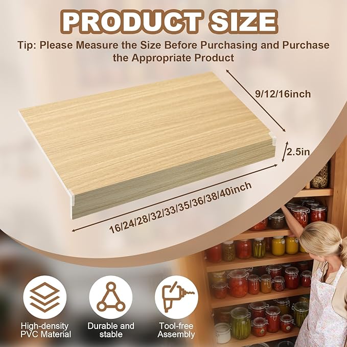 5 Pcs Wire Rack Covers 24x12x2.5 inch PVC Pantry Shelf Cover 0.31 inch Thick Removable Closet Wire Rack Shelf Covers,Decoration Kitchen Bathroom Office Shelving (Wood Color,24x12x2.5inch)