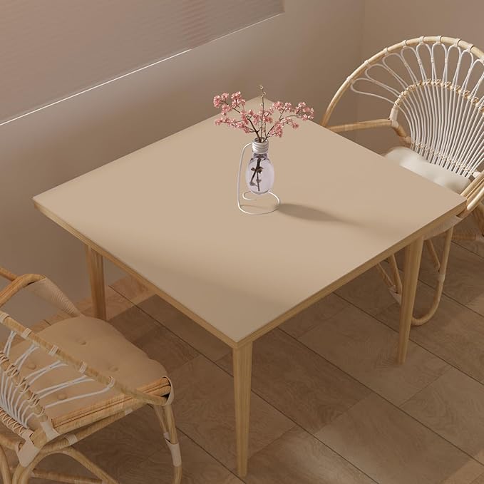 Leather Table Cover,1.8mm Thick,42x42 Inch Table Protector,Table Protector for Dining Room Table,Dining Table Cover,Table Cover Protector,Coffee Table Covers(Light Brown+Gray,42x42)