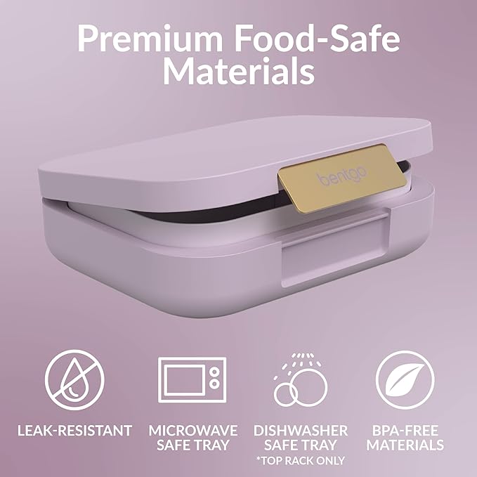 Bentgo Modern - Adult & Teen Bento Lunch Box; 3-4 Compartments, Leak-Resistant, 5.5 Cup Capacity/44 fl oz, Improved Locking Clips, Reusable, BPA-Free, Dishwasher/Microwave Safe Tray (Orchid)