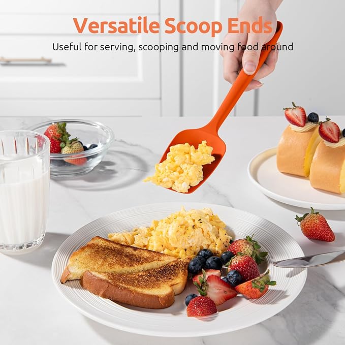 U-Taste Silicone Spatula Set with 600 Degrees Fahrenheit Heat Resistant (Orange)