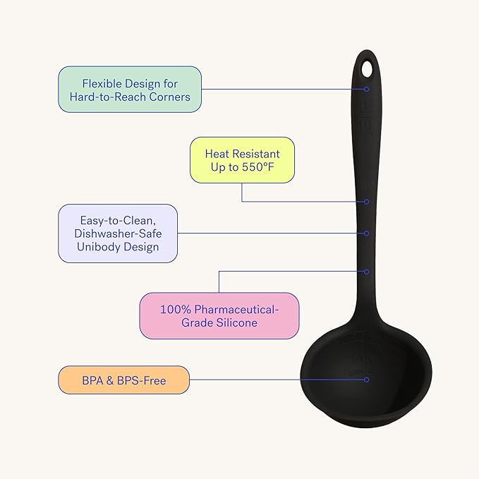 GIR: Get It Right Premium Silicone Ladle Serving Spoon - Non-stick Heat Resistant Seamless Kitchen Ladle for Soups, Stews, Dressings, and More - Ultimate, Red (Pack of 2)