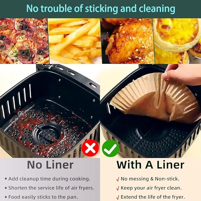 parchment paper for air fryer, 7.9inch round air fryer liners disposable,125PCS Non-stick parchment paper sheets for 5-8QT airfryer liners, Baking, Roasting Microwave