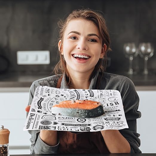 600 Pcs 12 x 12 Inch Deli Wax Paper Sheets Grease Resistant Tray Basket Liners Newsprint Paper Water and Grease Proof Sandwich Wrapping Square Hot Dog Wrappers for Food Baking (White)