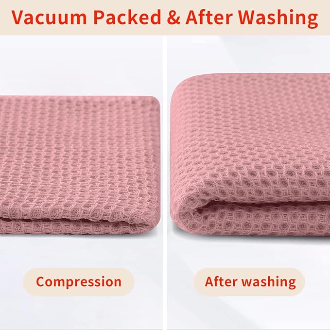 Homaxy 100% Cotton Waffle Weave Kitchen Dish Cloths, Ultra Soft Absorbent Quick Drying Dish Towels, 12 x 12 Inches, 6-Pack, Dried Rose