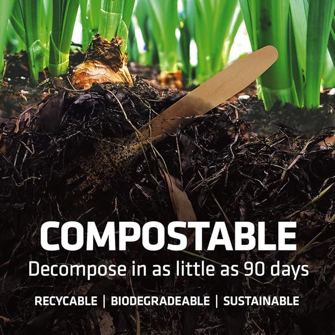 Disposable Wooden Cutlery Set - 100% Home Compostable - 2000 Forks, 6.5" Wooden Forks, Eco-Friendly, Organic, Sustainable and Carbon Neutral Certified