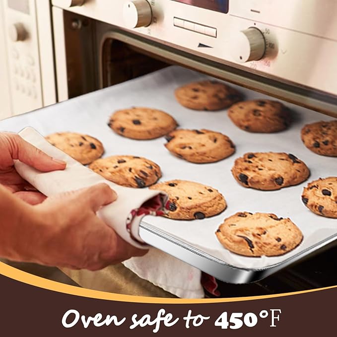 Baking Sheet with Racks Set [2 Sheets + 2 Racks], Stainless Steel Baking Sheets with Cooling Racks, Nonstick Pan, Warp Proof & Rust Proof & Easy to Clean, Size 16 X 12 X 1 Inch